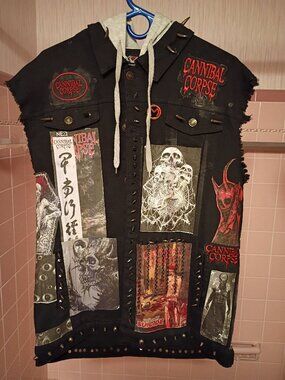 Vintage. Cannibal Corpse battle vest. Custommade sz xL / 2xL speed death metal
